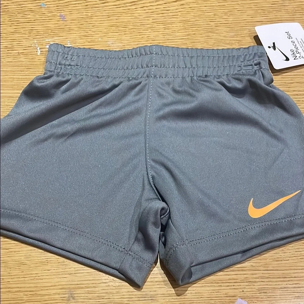 Nike Baby Boy Orange Tee and Gray Shorts Set